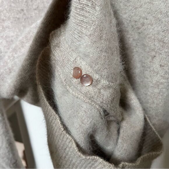 Monte Carlo Light Khaki Angora Wool Open Front Cardigan 38/L - Picture 15 of 16